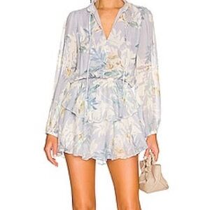 Yumi Kim Floral Mini Dress - Light Blue and Cream